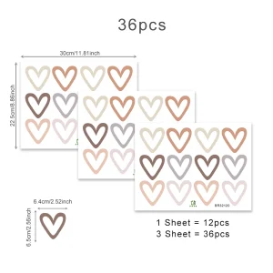 36pcs Heart Shape Wall Stickers