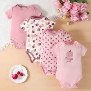 4pcs Baby Girl Short Sleeved Jumpsuit